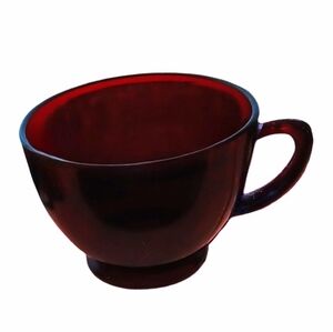 Royal Ruby Red Vintage Glass Punch Tea Cup Anchor Hocking Coffee Teacup Cafecore